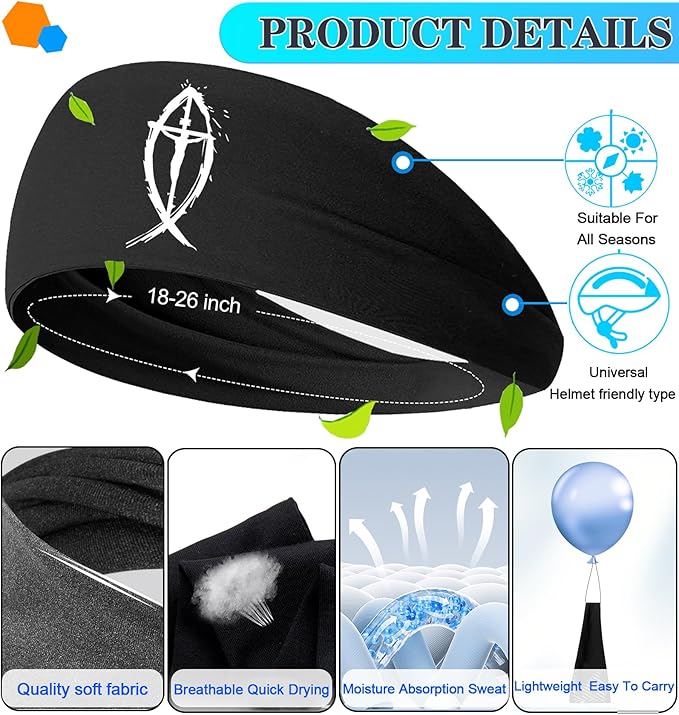 3pcs Sports Sweat Bands Headbands Men Head Sweat Band Headbands for Men Skull Sweatbands Mens Women