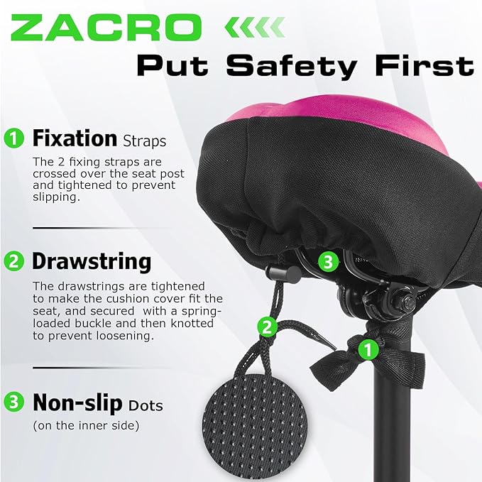 Zacro Bike Seat Cushion - Gel Padded Bike Seat Cover for Men Women Comfort, Extra Soft Exercise Bicycle Seat Compatible with Peloton, Outdoor & Indoor Bike Saddles