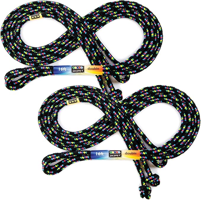 Just Jump It 16' Foot Jump Rope 2 Pack - Long Jump Ropes for Double Dutch - Outdoor Jump Ropes for Kids and Adults to Play Family Games & Exercise