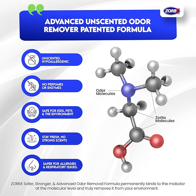 ZORBX Unscented Odor Eliminator for Strong Odor 2 Fl Oz, Pack of 1 - Used in Hospitals & Healthcare Facilities - Advanced Formula, Fast-Acting Odor Remover Spray for Dog, Cat, House & Carpet