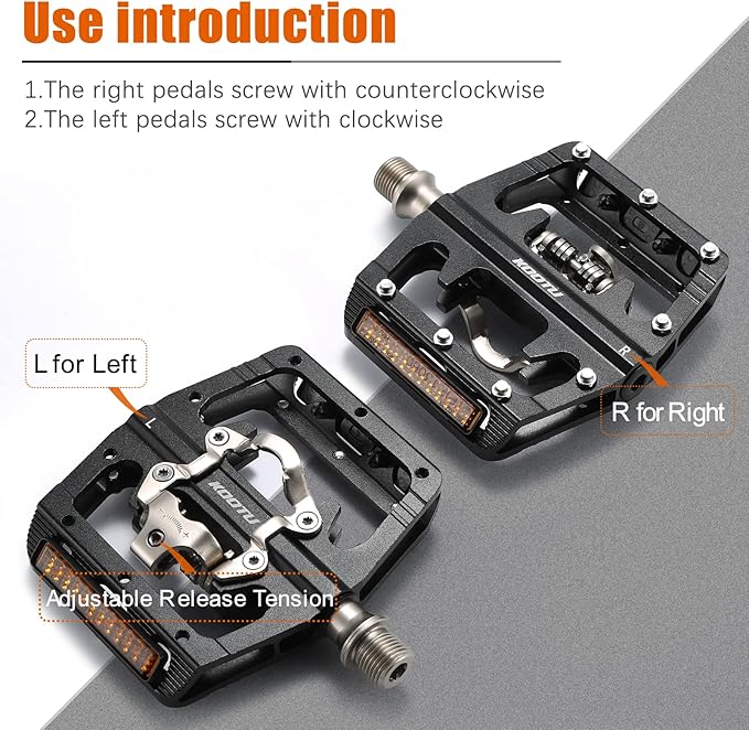 SAVADECK Mountain Bike Pedals, Dual Function Platform and SPD Pedals, Clipless Aluminum 9/16" Pedals with Cleats for Road Bike MTB Bike
