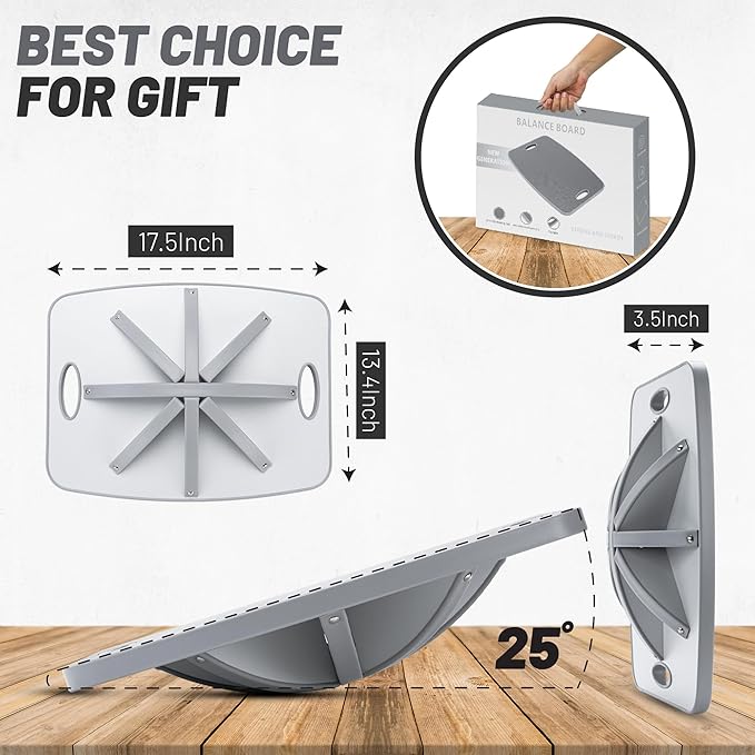 Advanced Wood Balance Board, 360 Degree Rotation and Tilt - Non-Slip 500 lbs Wobble Board for Standing Desk, Physical Therapy and Yoga Practice, Core