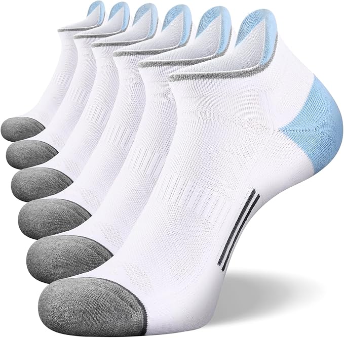 FITRELL Men's 6 Pack Ankle Running Socks Low Cut Cushioned Athletic Sports Socks 7-9/9-12/12-15