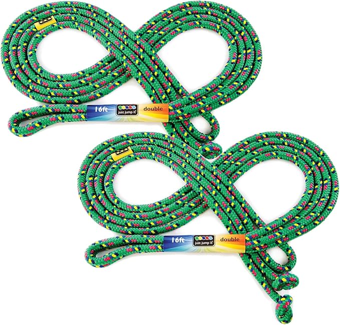 Just Jump It 16' Foot Jump Rope 2 Pack - Long Jump Ropes for Double Dutch - Outdoor Jump Ropes for Kids and Adults to Play Family Games & Exercise