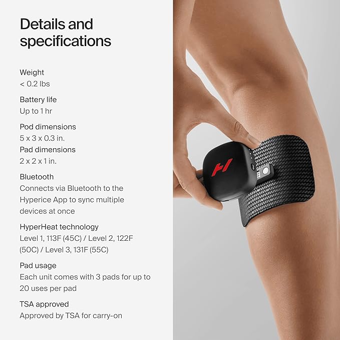 Hyperice Venom Go - Advanced Heat and Vibration Wearable - Venom Go Pack Includes Venom Go Pod - Case and Refill Pads