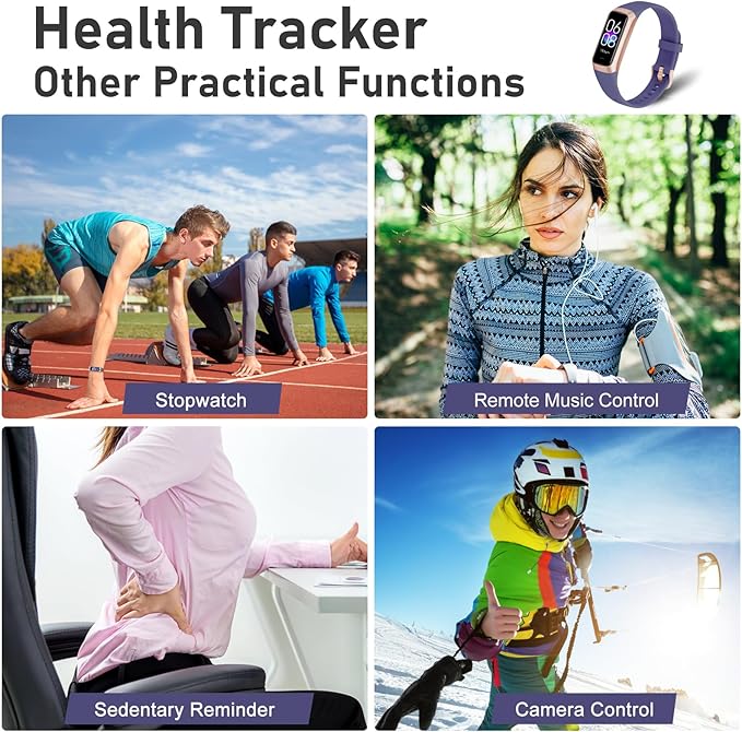 Fitness Tracker with Step Counter/Calories/Stopwatch, Activity Tracker, Health Tracker with Heart Rate Monitor, Sleep Tracker,1.10''AMOLED Touch Color Screen, Pedometer Watch for Women Men