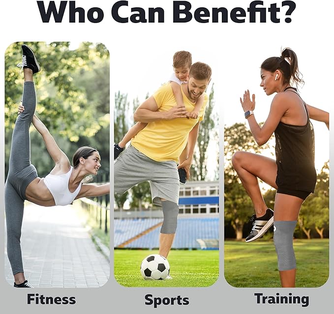 Crucial Compression Knee Sleeve (1 Pair) - Best Knee Braces for Knee Pain for Men & Women - Non-Slip Knee Support for Running, Weightlifting, Basketball, Gym, Workout, Sports