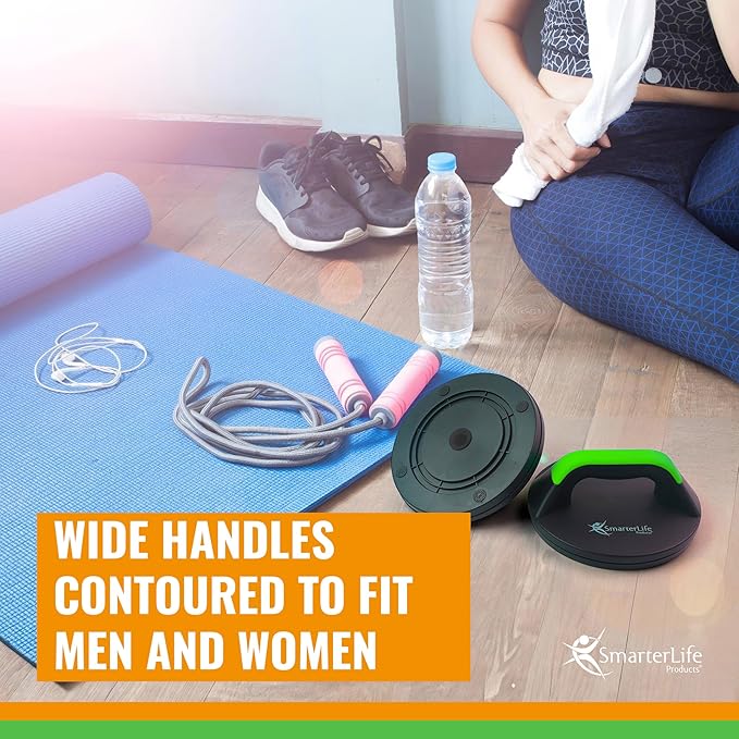 SmarterLife Push-Up Bar for Men & Women - Push-Up Handles for Floor to Prevent Elbow & Wrist Strain, Wide Grips with Non-Slip Rubber Pads for Comfort - Two Push-Up Bars & Workout Guide Included