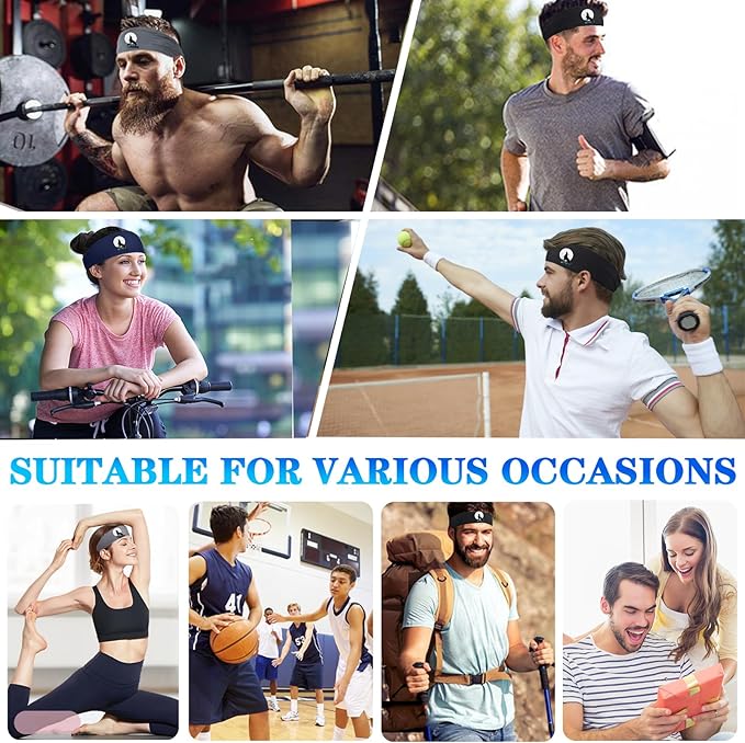 Headbands for Men Women 3pcs Sports Sweat Bands Headbands Men Sweatbands Workout Running Headband for Mens