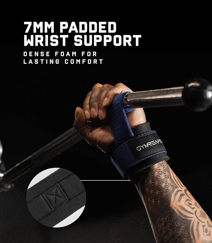 Gymreapers Weight Lifting Straps With Dowel - Wrist Straps for Weightlifting - Workout Deadlift Wrist Weights - Reinforced Stitching & Padded Fit Gym Accessories for Strength & Gym Hand Grip