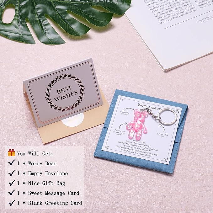 Pocket Bear Hug, Anxiety Gifts for Women Men, Mental Health Positivity Gift for Anxious Friend, Surgery Worry Gifts, Back to School Reminder of Comfort, Pink