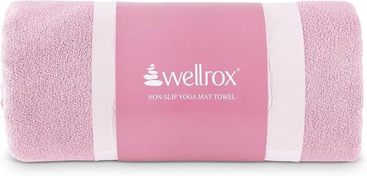 Yoga Mat Towel Non Slip - Ultra Absorbent Super Soft Microfiber Hot Yoga Towel Non Slip for Pilates & Fitness (74” x 26”, Pink)