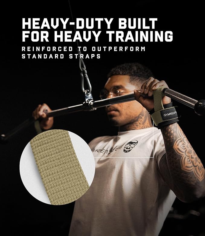 Gymreapers Weight Lifting Straps With Dowel - Wrist Straps for Weightlifting - Workout Deadlift Wrist Weights - Reinforced Stitching & Padded Fit Gym Accessories for Strength & Gym Hand Grip
