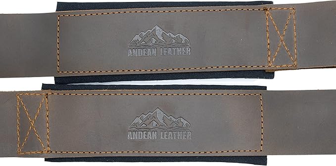 Andean Leather, Leather Lifting Straps for Weightlifting, Bodybuilding, Powerlifting, Strength Training, & Deadlifts - Padded Neoprene with Full Grain Leather