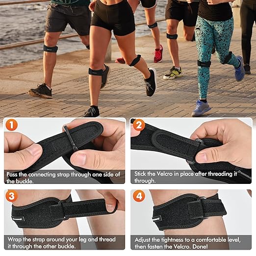 Patella Band - Patellar Tendon Support Strap, 2 Pack Knee Brace for Men and Women, Knee Pain Relief and Knee Support for Basketball, Running, Hiking, Jumpers Knee, Volleyball, Tennis, Squats, Black