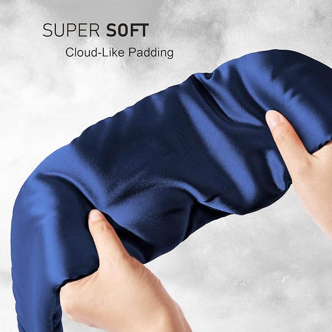 LitBear Silk Sleep Mask for Side Sleeper, Eye Mask Sleeping for Women Men 100% 22 Momme Pure Mulberry Silk, Face-Hugging Padded Eye Cover for Sleeping with Adjustable Band (Midnight Blue)