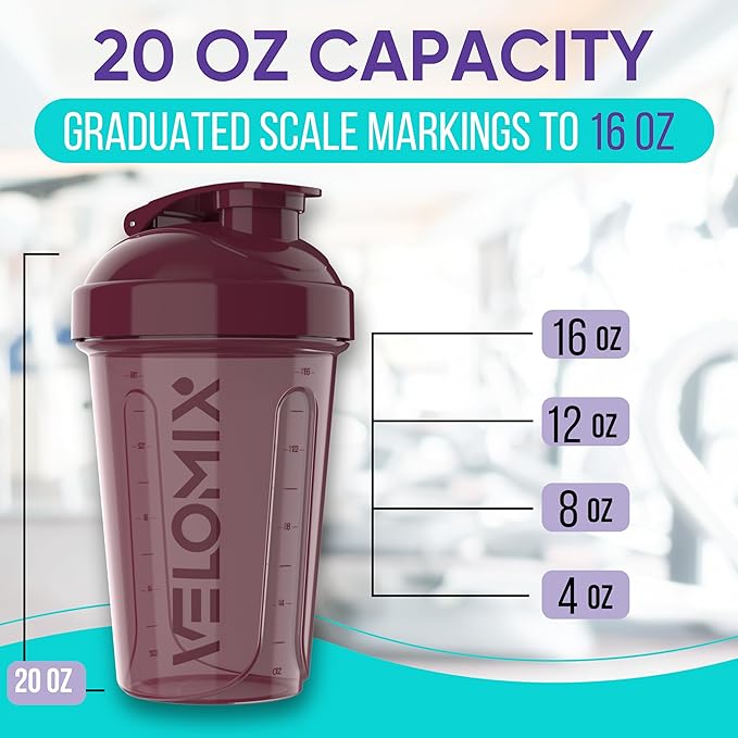 -6 PACK- Shaker Cups for Protein Shakes 20 oz - 6x Wire Whisk | Leak Proof Protein Shaker Bottle for Protein Shakes, Shaker Bottle Pack for Pre & Post Workout, Shaker Cup (Mood Tones)