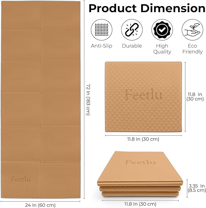 Foldable Yoga Mat, 6mm Thick, Lightweight, Anti-Slip, and Easy to Store – Perfect for Travel, Yoga, Pilates, Home Workouts, and Floor Exercises