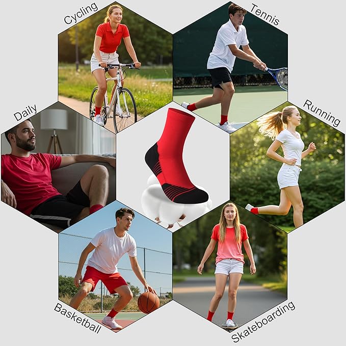 HUSO Compression Ankle Running Socks: Athletic Socks for Men Women with Cushion,Work Hiking Basketball Sport Socks 3 Pairs