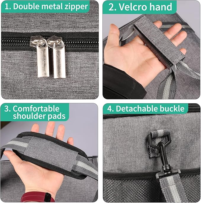 iknoe Large Cooler Bag Collapsible, 24L Insulated Bags, Leakproof Lunch Cooler Tote with Multi-Pockets for Adult Insulated Thermal Bag for Beach, Picnic, Office Work, Grey 36-Can