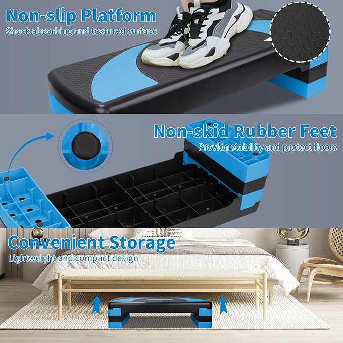 Adjustable Exercise Workout Aerobic Stepper Step Platform Trainer