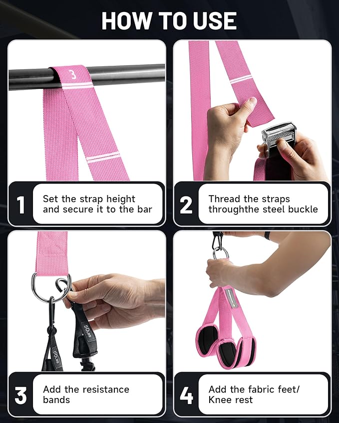 MANUEKLEAR Heavy Duty Resistance Bands for Pull Ups, Pull Up Assistance Bands with Scale Tracking Feature, Adjustable Pull Up Assist Band with Five 50-Pound Pull Up Bands and Fabric Feet/Knee Rest