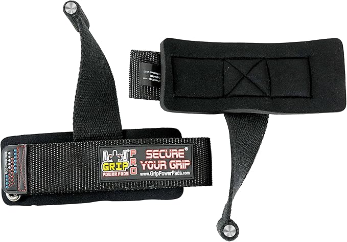 Lifting Dowel Straps Neoprene Padded Wrist Wraps Power Weight Lifting Training Gym Grips Straps Wrist Support Bandage Set of 2 Alternative to Hooks (Black)