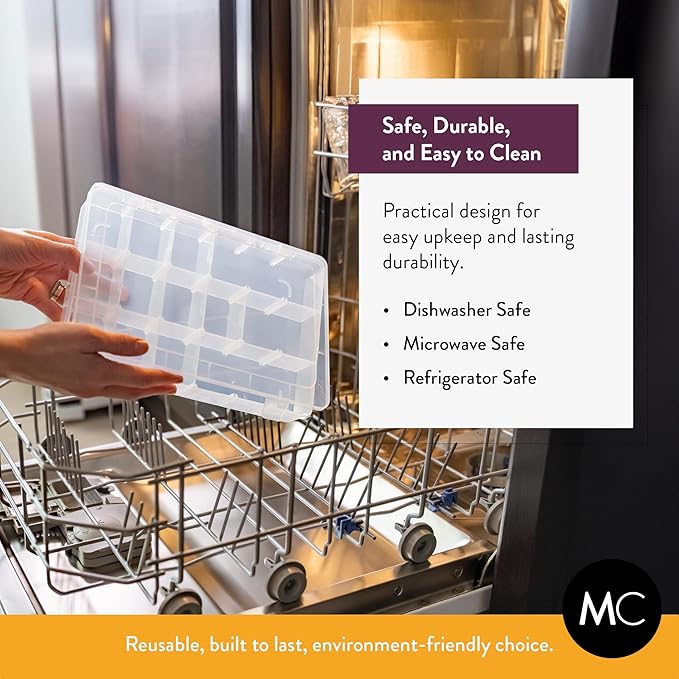 Large Kids Snack Box Containers Set of 2 -100 Labels, BPA-Free, Adjustable Compartments, Dishwasher Safe, Reusable Tray, Food Grade, Meal Prep Container, PARENT TESTED PARENT APPROVED AWARD (Clear)