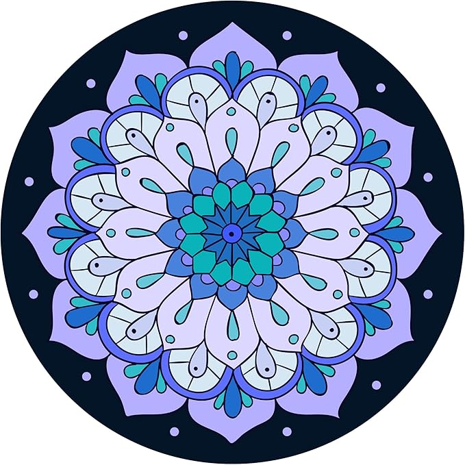 nuveti Large Meditation Mat Round Yoga Mat Pilates Yoga Mat 3.5mm Thick Natural Tree Rubber Base Non Slip, Extra Thick Grip. Thicker, Longer, and Wider for More Comfort and Support(55''x55'')