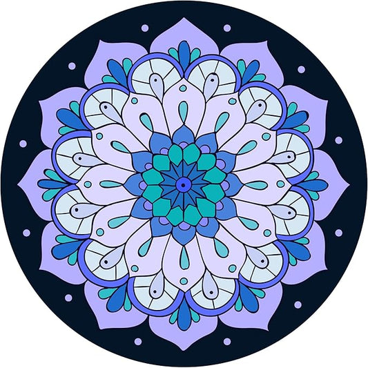 nuveti Large Meditation Mat Round Yoga Mat Pilates Yoga Mat 3.5mm Thick Natural Tree Rubber Base Non Slip, Extra Thick Grip. Thicker, Longer, and Wider for More Comfort and Support(55''x55'')