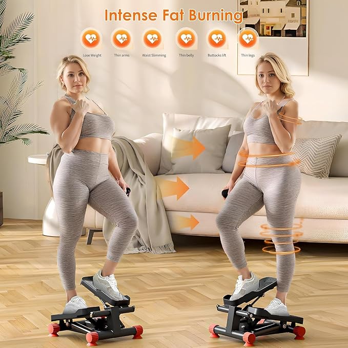 SogesHome Stair Stepper Machine with Resistance Bands, Mini Fitness Stepper for Cardio Workout with LCD Monitor, Low Impact Stepper for Legs, Butt & Thigh Toning, Home Gym Equipment