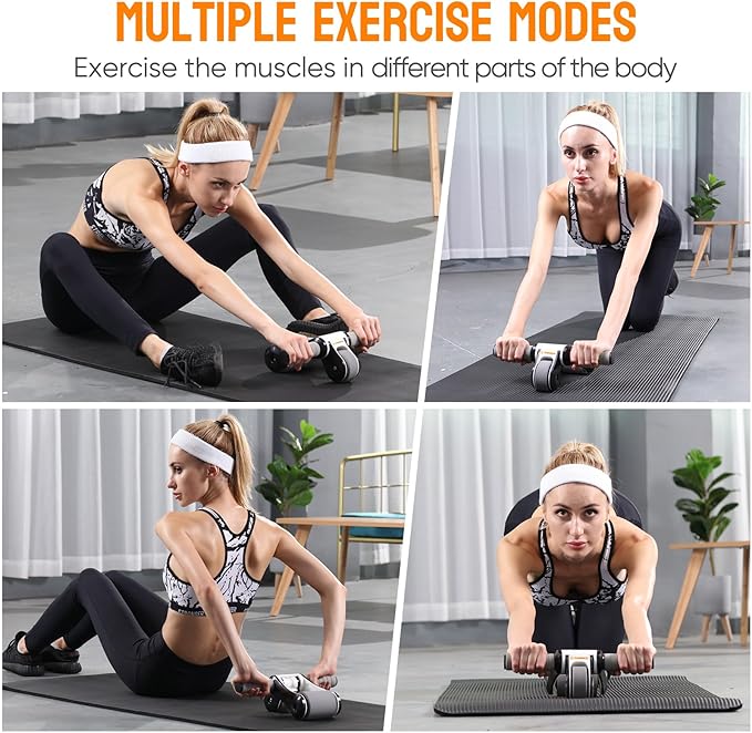 Portable Ab Roller Wheel with Knee Pad & Storage Bag, Foldable Design Quiet Wheels with Smooth Bearings, At Home Gym Travel for Strength Training