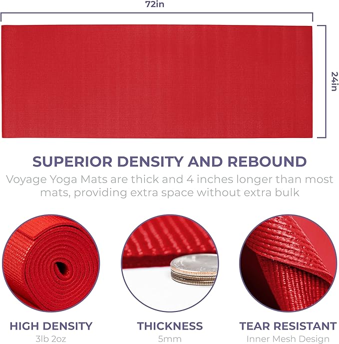 Sunshine Yoga Voyage Yoga Mat, 6 Pack, 72" x 24" Professional Studio and Gym Bulk Yoga Mats, 5mm Thick, Durable, Anti-Tear, Non Slip Fitness and Exercise Mats