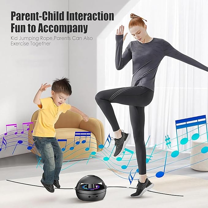 Jump Rope for Kids and Adults, Smart Electric Music Jump Rope Machine with Counting, 1-10 Speed Levels, Bluetooth Remote Control, Parent-Child Interactive for Family Fun
