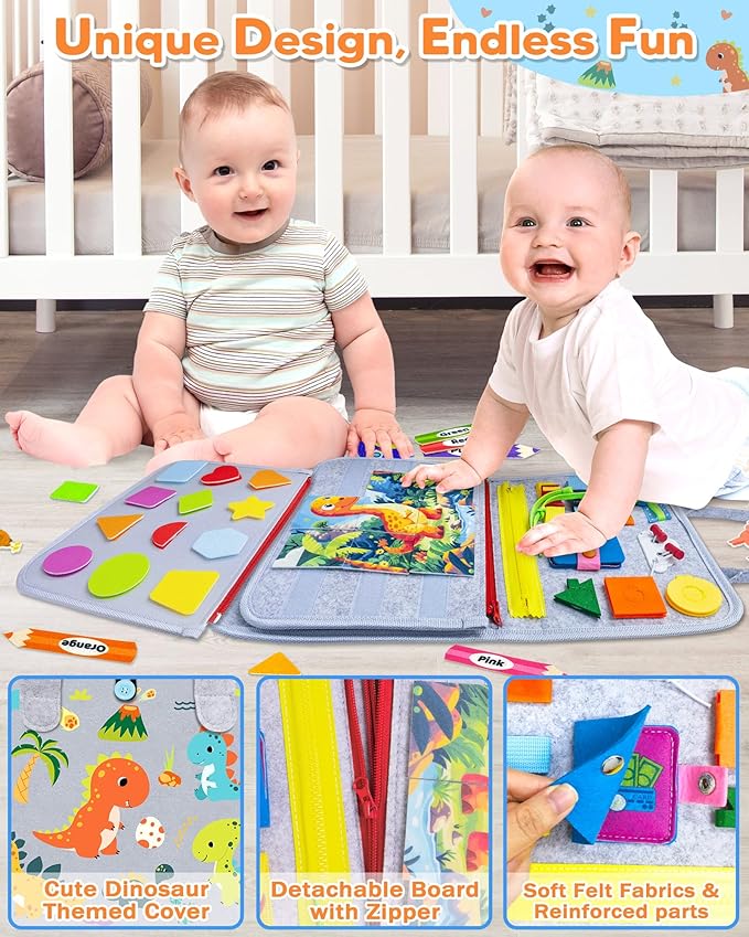 Gojmzo Busy Board Montessori Toys for Toddler Boy Girl Birthday Gifts, Busy Book Sensory Toys for Toddlers, Learning Educational Toddler Travel Activities