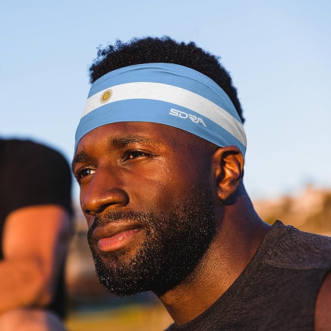 Suddora Country Flag Headbands, Wide National Flag Headbands for Sports Events, Non-Slip Fabric Sweatbands for Soccer, Tennis, Workout, Costume