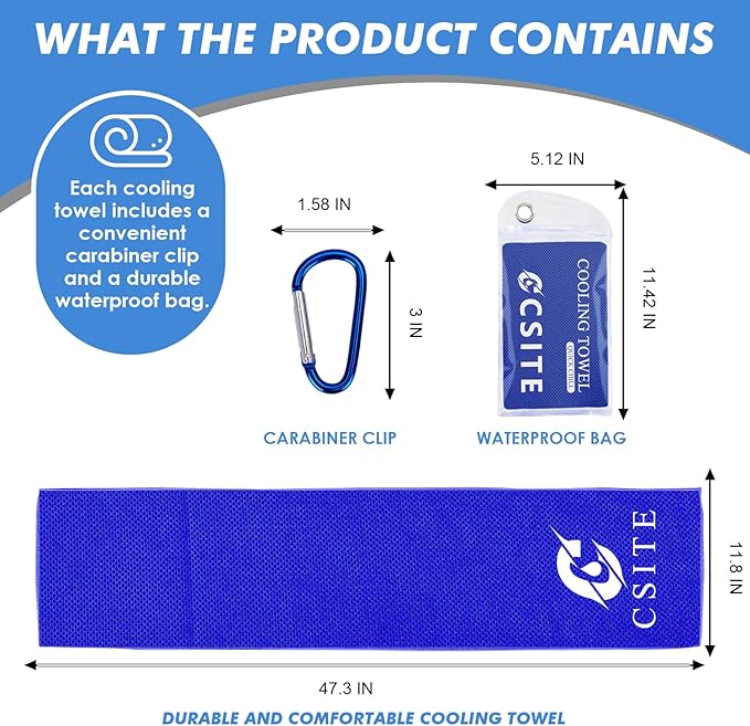 12 Pack Cooling Towels Bulk (47"x12") for Neck and Face, Ice Towel for Hot Weather, Soft Breathable Chilly Gym Towels, Microfiber Towel for Work Out, Yoga, Running, Camping & More Activities