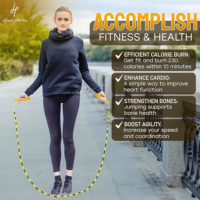 Honor Athletics 2.0 Beaded Jump Rope - Adjustable with Unbreakable Handles & Shatterproof Beads for Enhanced Fitness Training