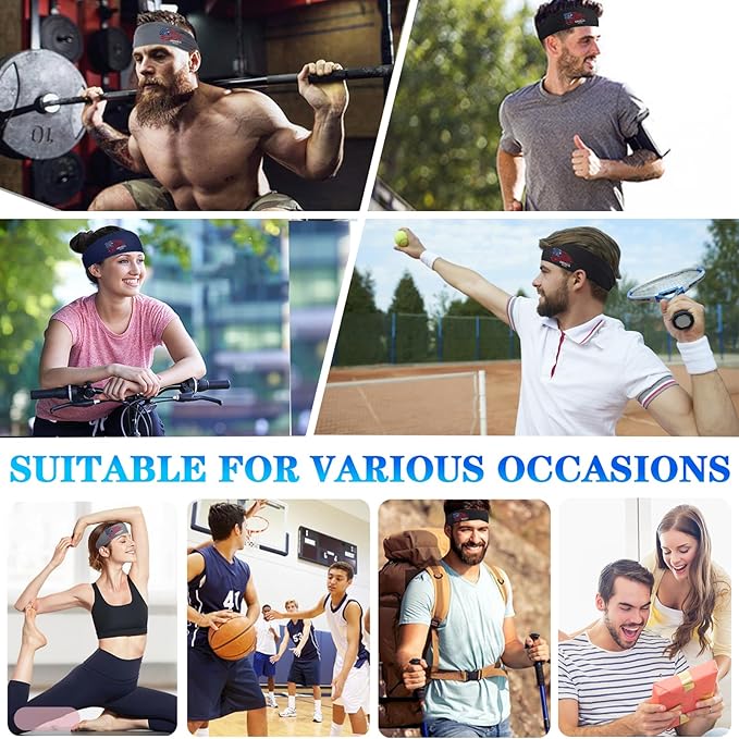 Sports Headbands for Men 3pcs Sweat Bands Headbands Men Sweatbands for Mens Women Running Head Bands Hairband