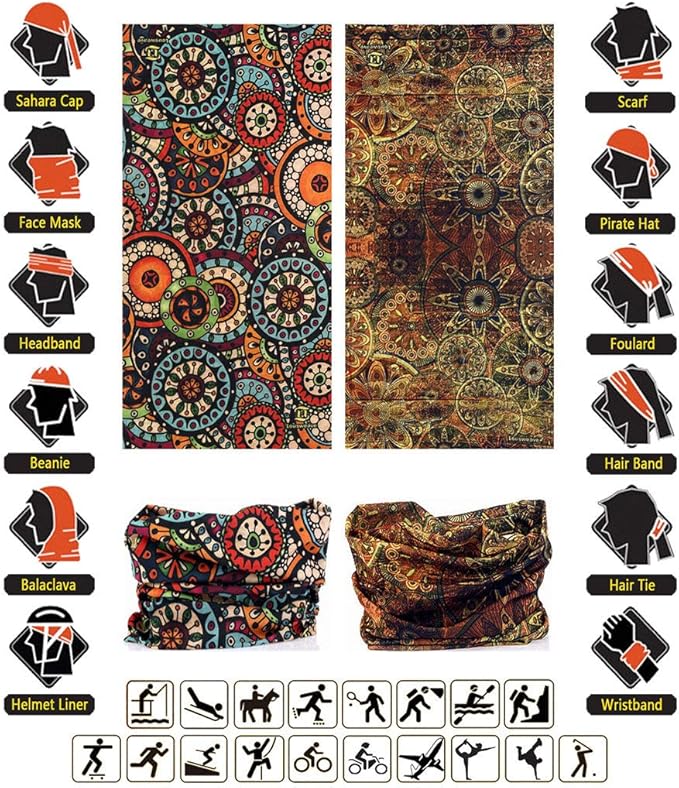 Headband Neck Gaiter Head Wrap Headwear Face Mask Magic Scarf Bandana for Men and Women
