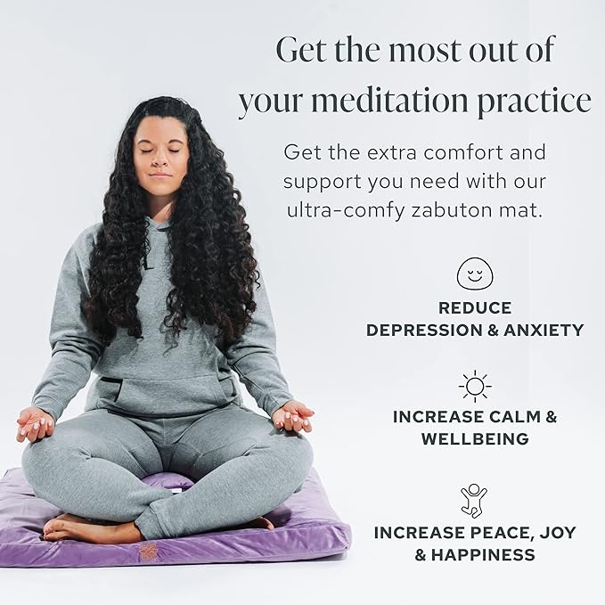Mindful & Modern Zabuton Meditation Mat - Cotton Filled Yoga and Meditation Pad - Zabuton Meditation Cushion for Kneeling and Sitting Support - Large Rectangular Sitting Floor Pillow for Bench or Zafu