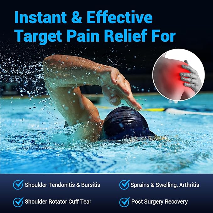 Comfytemp Shoulder Ice Pack Rotator Cuff Cold Therapy Wrap, Ice Packs for Injuries Reusable Gel, Instant Compression for Shoulder Pain Relief, Surgery Recovery Gifts (Large), Black