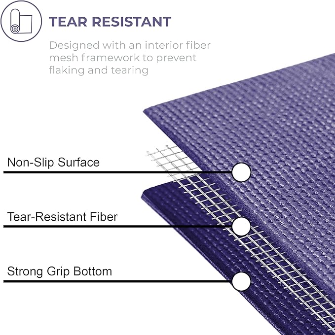 Sunshine Yoga Voyage Yoga Mat, 6 Pack, 72" x 24" Professional Studio and Gym Bulk Yoga Mats, 5mm Thick, Durable, Anti-Tear, Non Slip Fitness and Exercise Mats