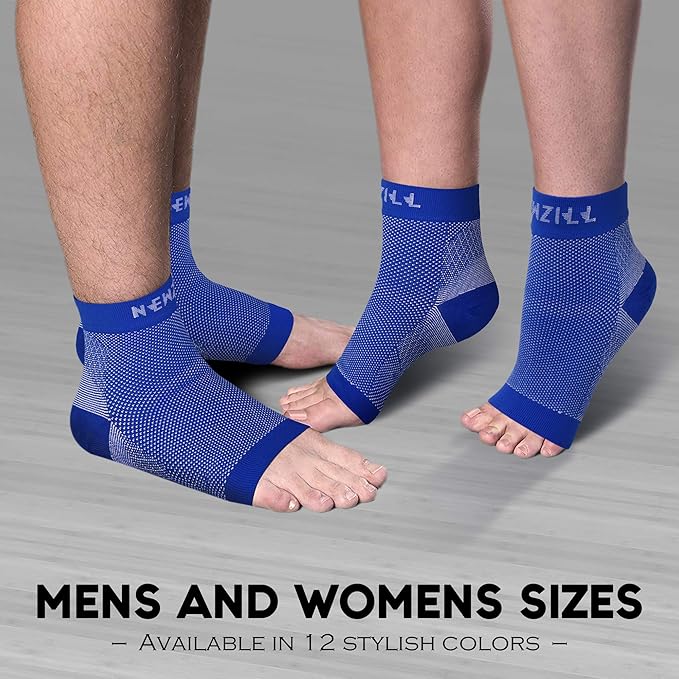 NEWZILL Plantar Fasciitis Socks with Arch Support, Best 24/7 Foot Care Compression Sleeve, Eases Swelling & Heel Spurs, Ankle Brace Support, Increases Circulation (S/M, Blue)