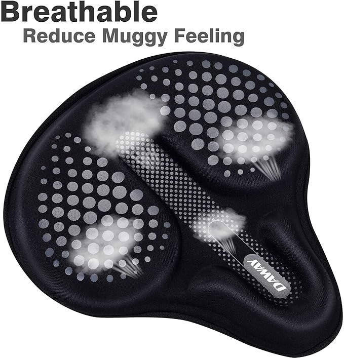 DAWAY Comfortable Bike Seat Cover - Silicone Gel & Memory Foam Padded Bike Seat Cushion for Men Women - Soft Bicycle Saddle Cover for Peloton, Stationary Exercise, Mountain Road Bikes - XL/Large/Small