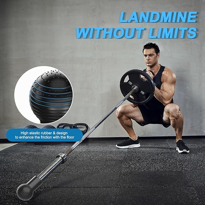 Landmine Attachment for Barbell 2 inch Olympic Bars Natural Rubber T Bar Row Attachment for Press, Row, Rotate, Split Squat Safety Sturdy and Easy to Use with 360ยฐ Rotation for Gym Home