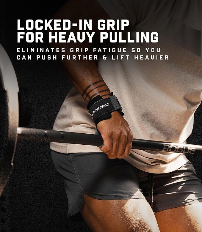 Gymreapers Weight Lifting Straps With Dowel - Wrist Straps for Weightlifting - Workout Deadlift Wrist Weights - Reinforced Stitching & Padded Fit Gym Accessories for Strength & Gym Hand Grip
