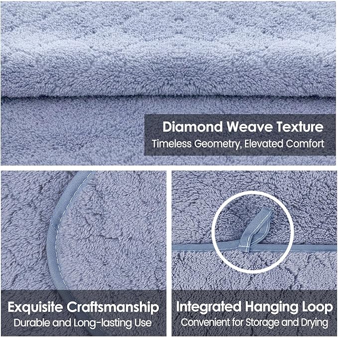 JML Microfiber Bath Towels, Oversized, Ultra Soft, Super Absorbent and Fast Drying, No Fading Large Bathroom Towel Set for Sport, Travel, Fitness, SPA and Yoga (Coral Fleece - Blue, 30 in x 60 in)