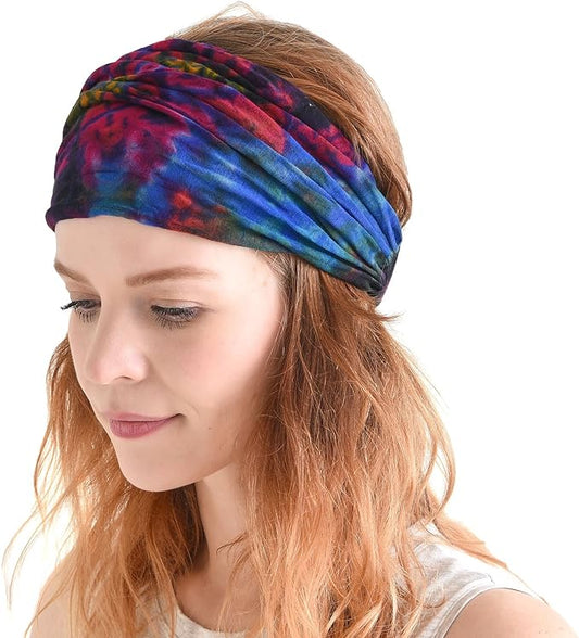 CHARM Tie-Dye Bandana Headbands - Psychedelic Hippie Womens Head Scarf Boho Mens