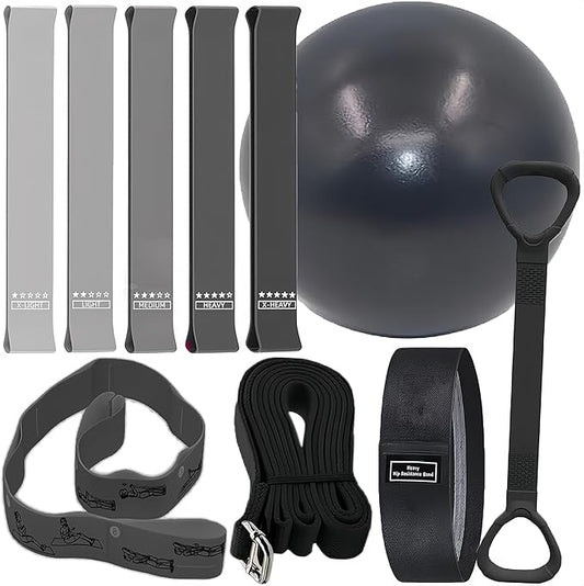 Pilates Set – Home Pilates Equipment for Women Kit with Magic Circle Pilates Ring and Ball Set, Resistance Bands & Massage Balls & Exercise Bands for Toning,Flexibility & Core Strength